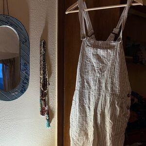 Striped Beige Overalls